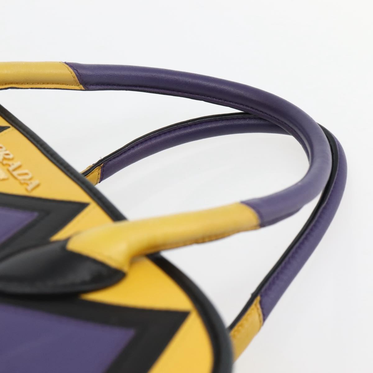 PRADA Hand Bag Nylon Leather Black Gold Auth 128923A