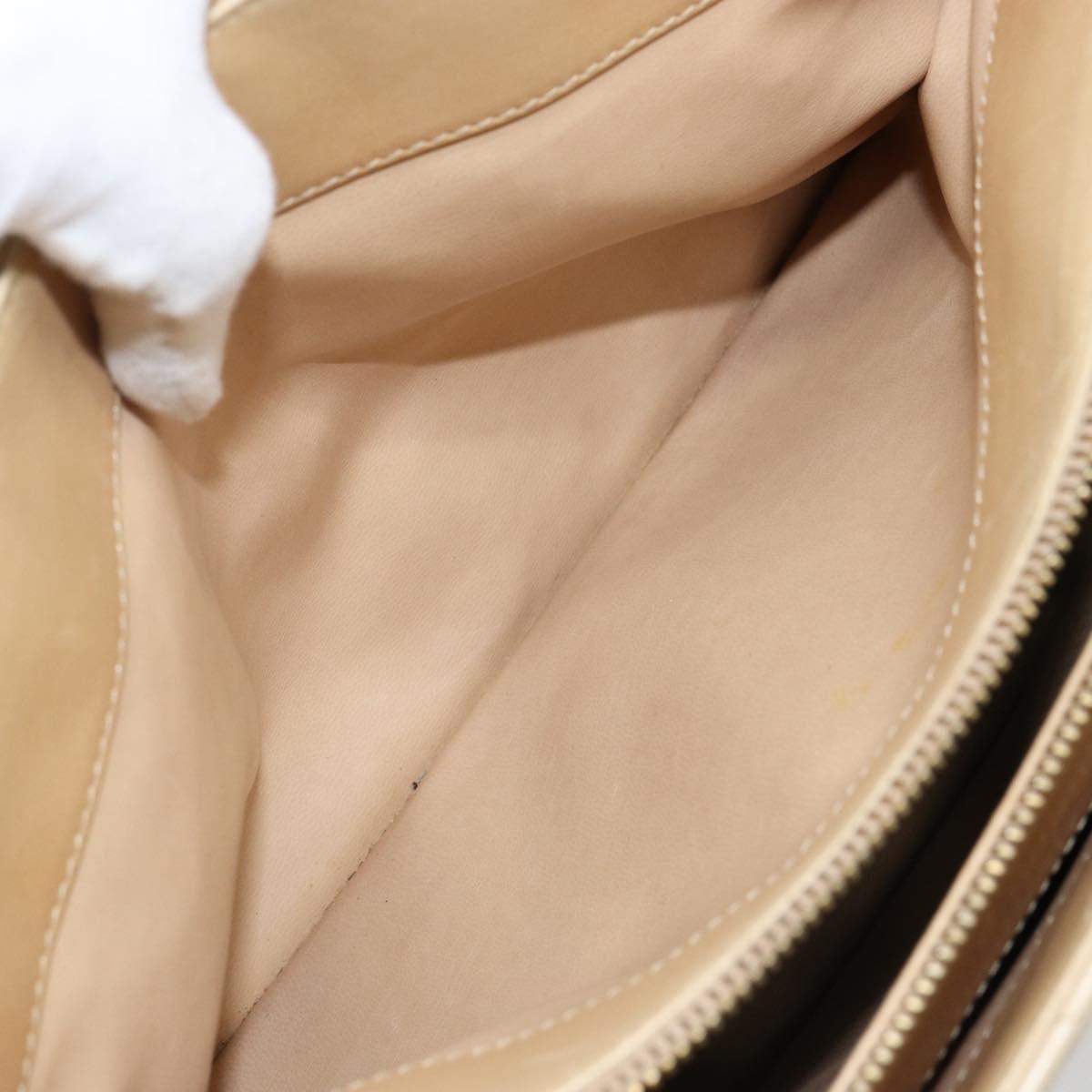CHANEL V Stitch Hand Bag Lamb Skin Beige Gold CC Auth 128926