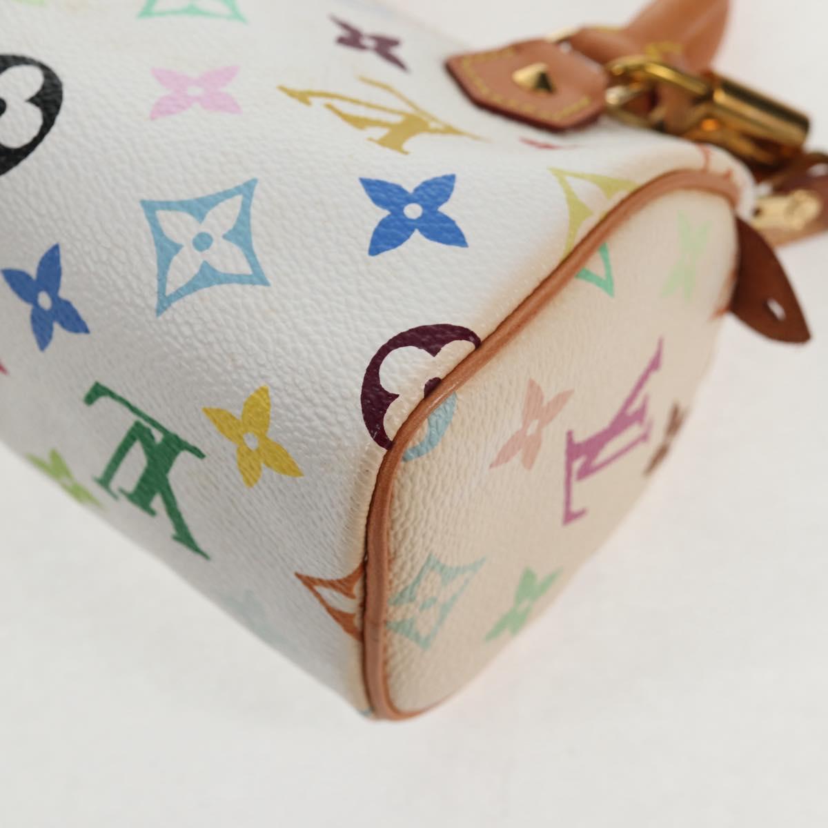 LOUIS VUITTON Monogram Multicolor Mini Speedy Hand Bag White M92645 Auth 128931A