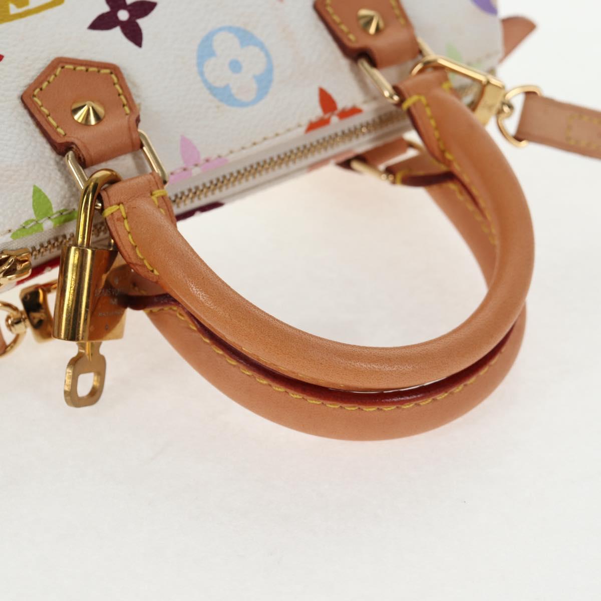 LOUIS VUITTON Monogram Multicolor Mini Speedy Hand Bag White M92645 Auth 128931A