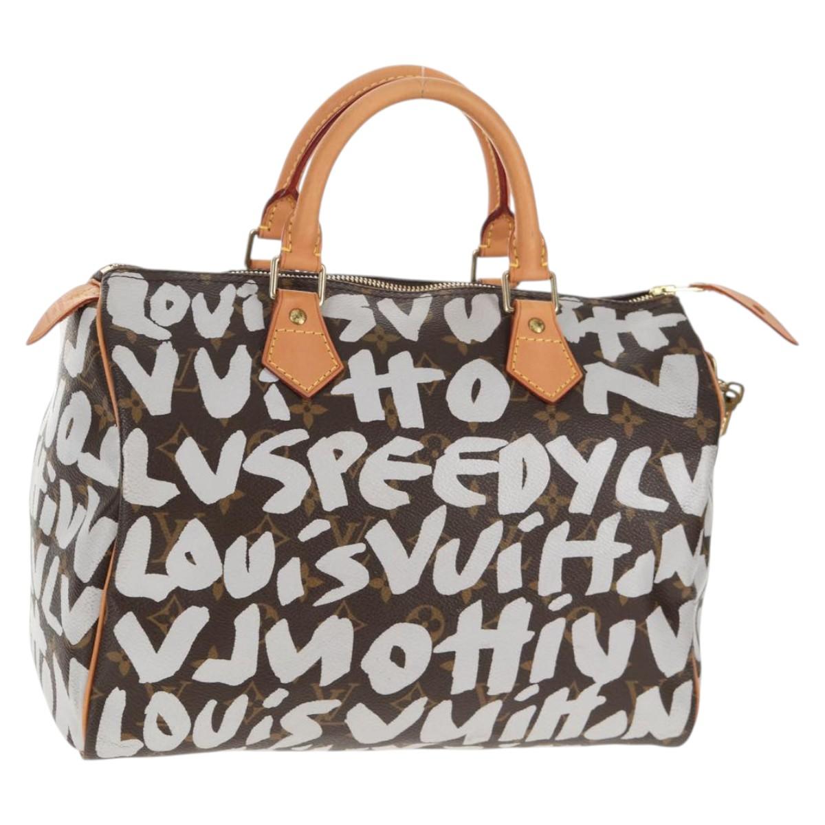 LOUIS VUITTON Monogram Graffiti Speedy 30 Hand Bag White M92195 LV Auth 128933V