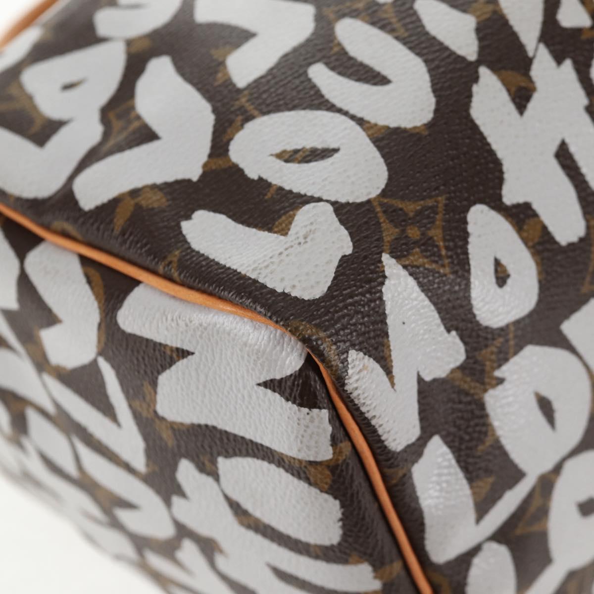 LOUIS VUITTON Monogram Graffiti Speedy 30 Hand Bag White M92195 LV Auth 128933V