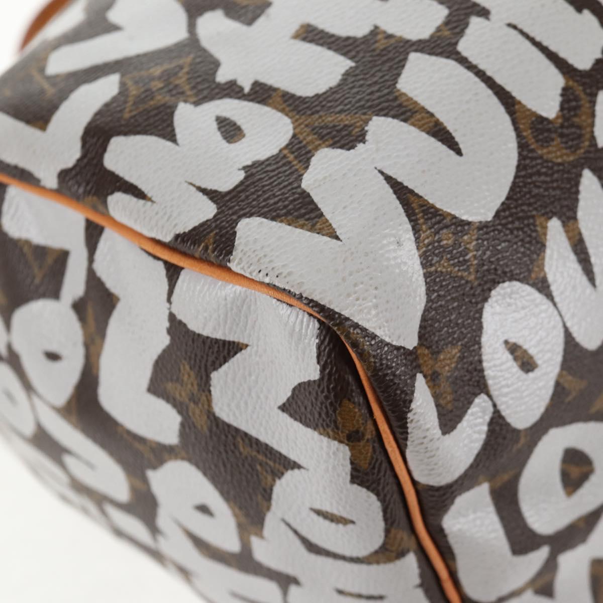 LOUIS VUITTON Monogram Graffiti Speedy 30 Hand Bag White M92195 LV Auth 128933V