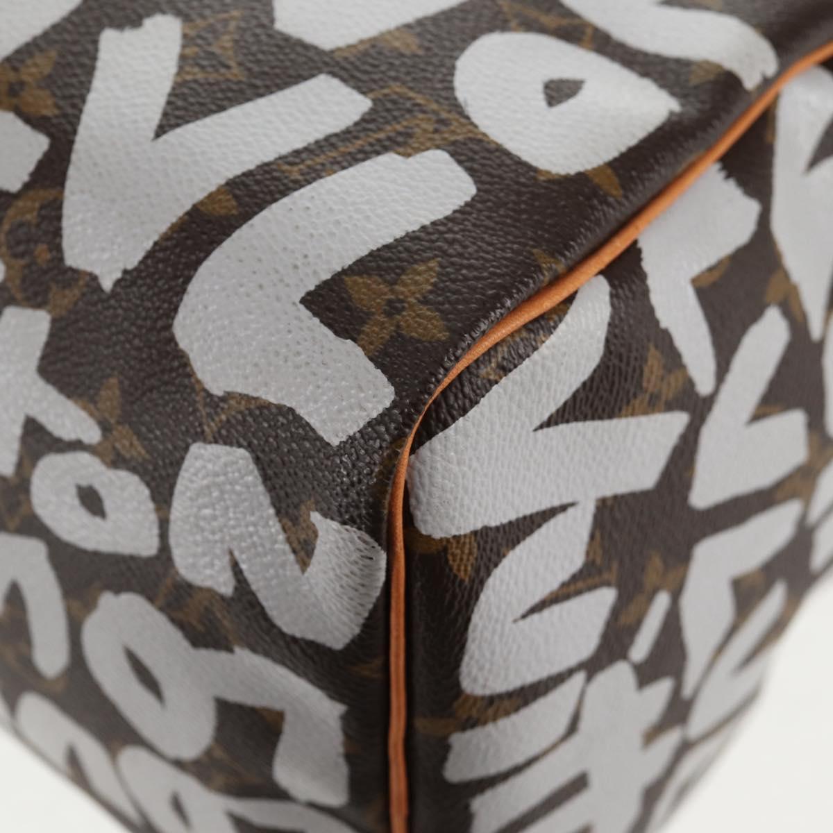 LOUIS VUITTON Monogram Graffiti Speedy 30 Hand Bag White M92195 LV Auth 128933V
