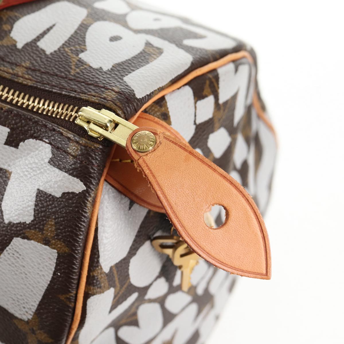 LOUIS VUITTON Monogram Graffiti Speedy 30 Hand Bag White M92195 LV Auth 128933V