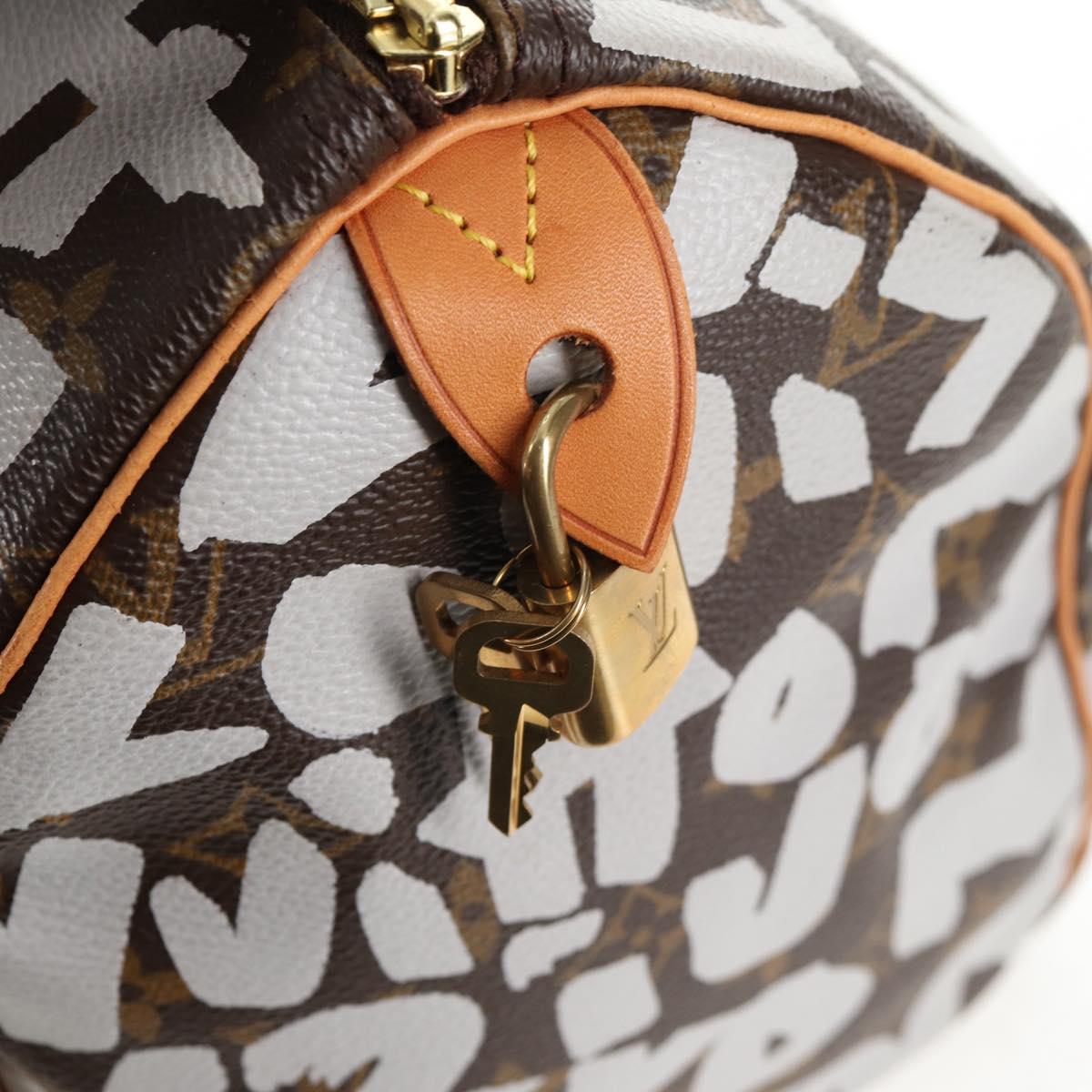 LOUIS VUITTON Monogram Graffiti Speedy 30 Hand Bag White M92195 LV Auth 128933V