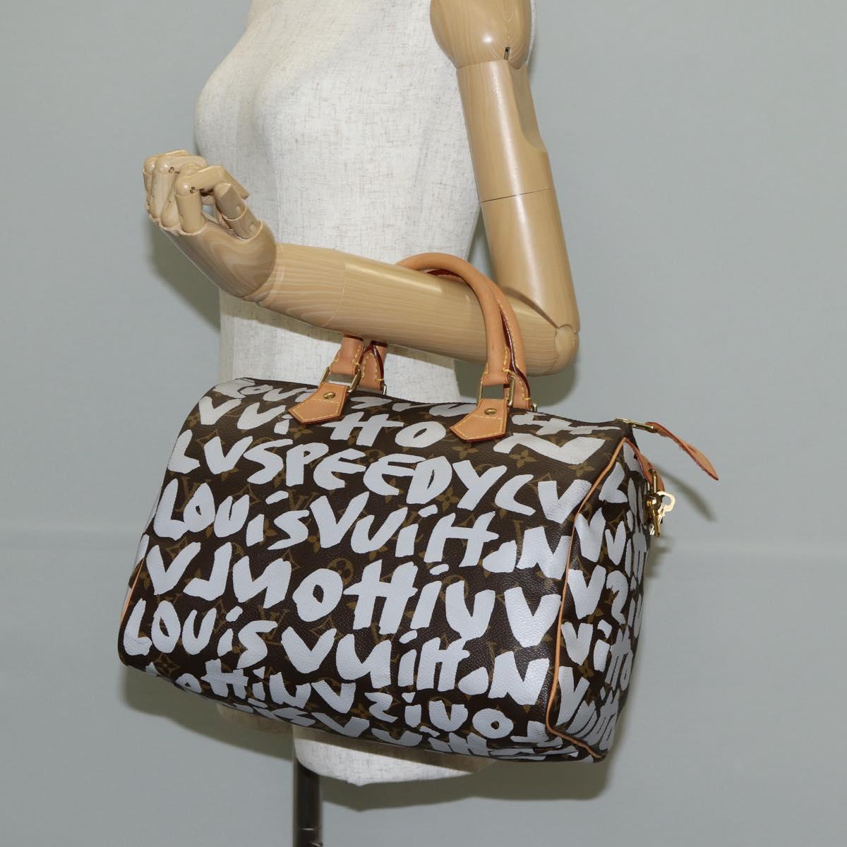 LOUIS VUITTON Monogram Graffiti Speedy 30 Hand Bag White M92195 LV Auth 128933V