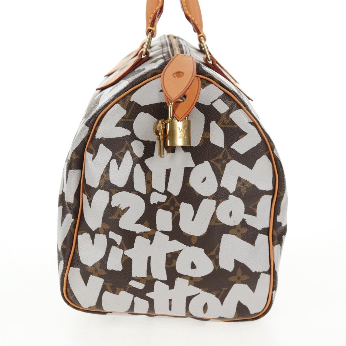 LOUIS VUITTON Monogram Graffiti Speedy 30 Hand Bag White M92195 LV Auth 128933V