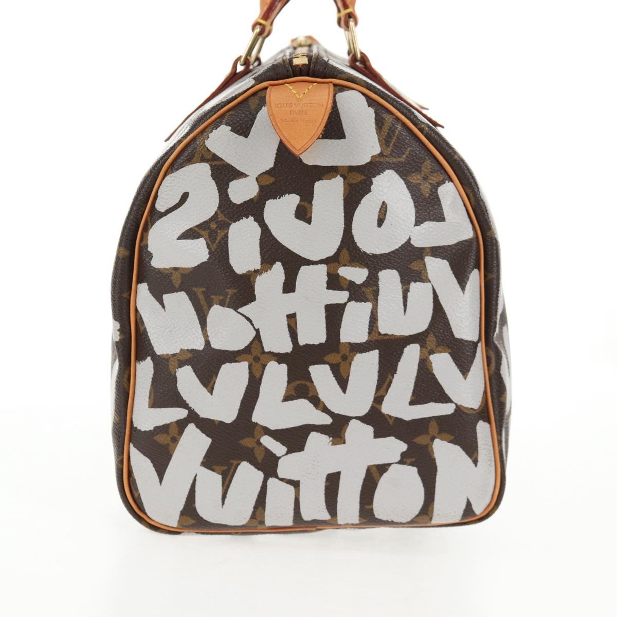 LOUIS VUITTON Monogram Graffiti Speedy 30 Hand Bag White M92195 LV Auth 128933V