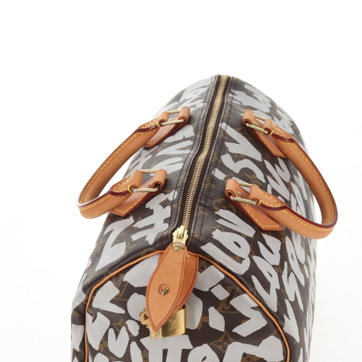 LOUIS VUITTON Monogram Graffiti Speedy 30 Hand Bag White M92195 LV Auth 128933V