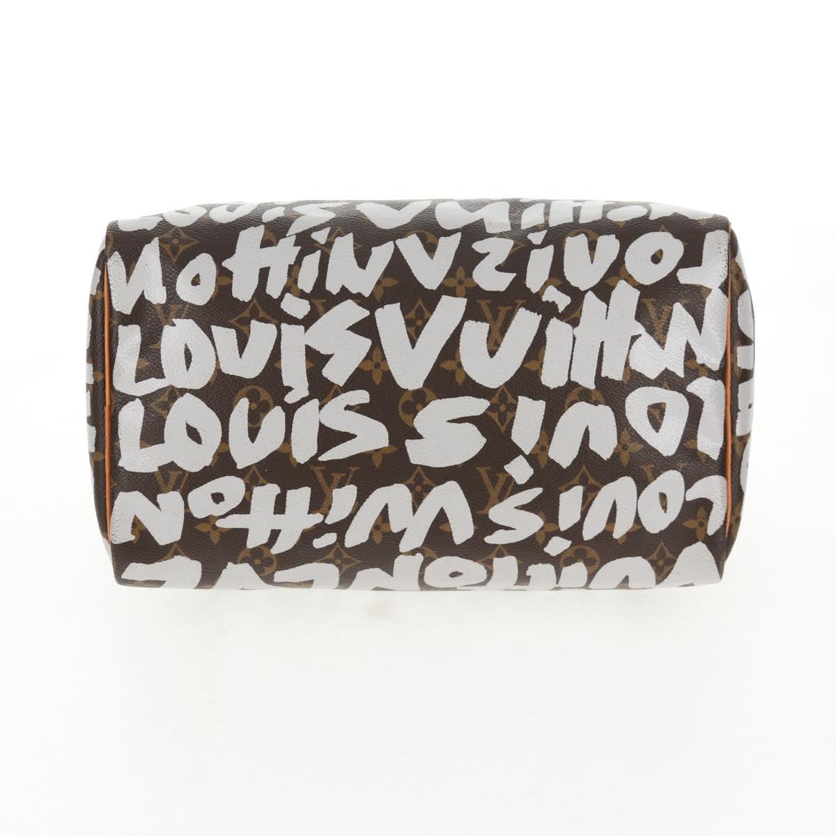 LOUIS VUITTON Monogram Graffiti Speedy 30 Hand Bag White M92195 LV Auth 128933V