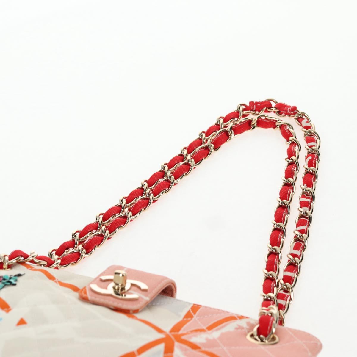 CHANEL Matelasse Chain Shoulder Bag Canvas Pink Gold CC Auth 128939SAM