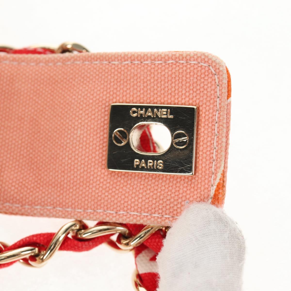 CHANEL Matelasse Chain Shoulder Bag Canvas Pink Gold CC Auth 128939SAM