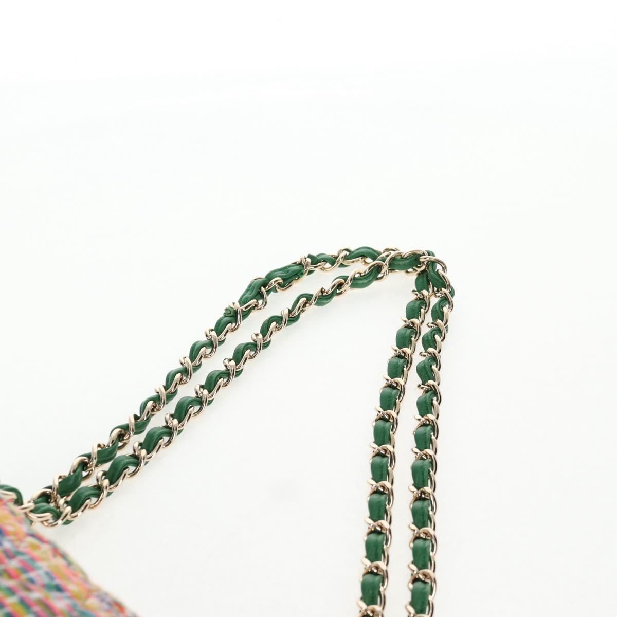 CHANEL Chain Double flap Big Matelasse Bag Cotton Multicolor CC Auth 128941SM