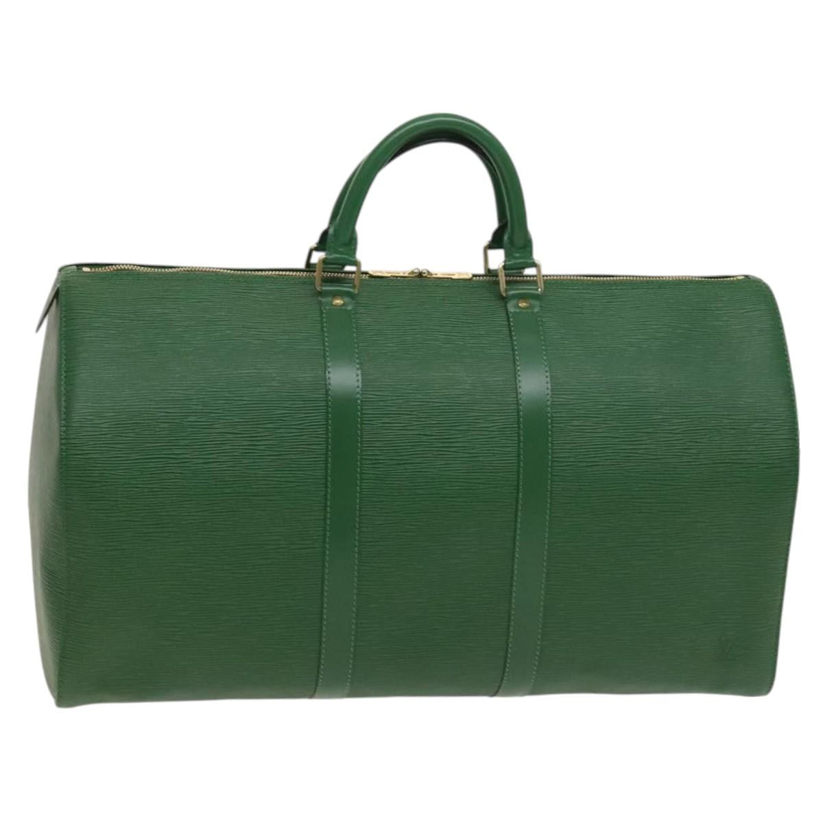 LOUIS VUITTON Epi Keepall 50 Boston Bag Green M42964 LV Auth 128963