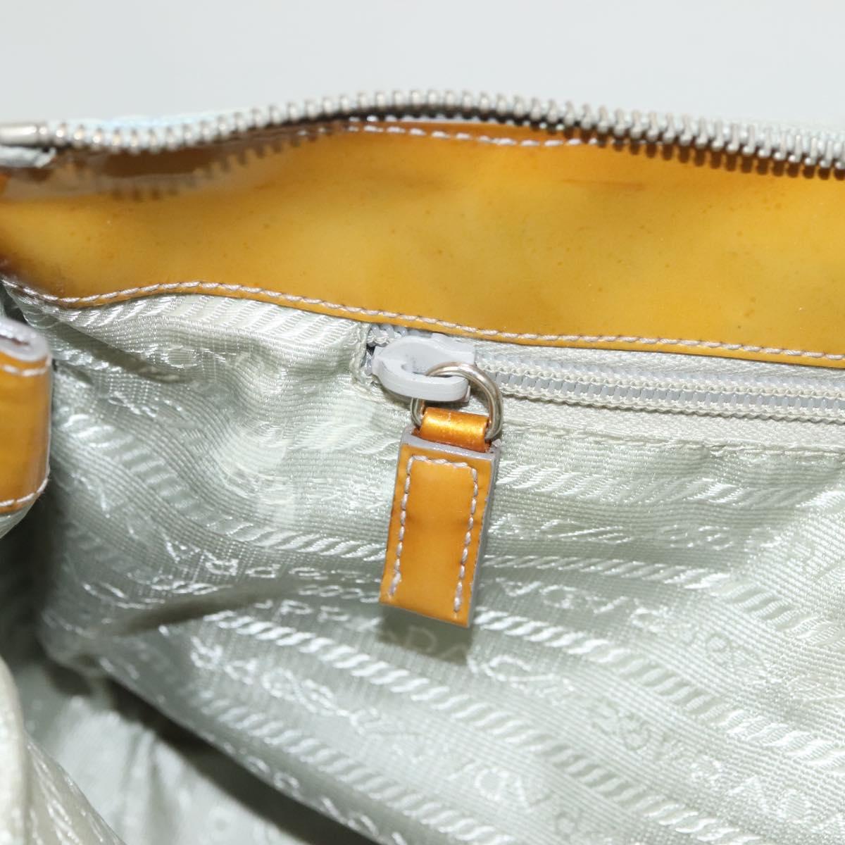 PRADA Shoulder Bag Nylon Enamel Light Blue Silver Auth 128965