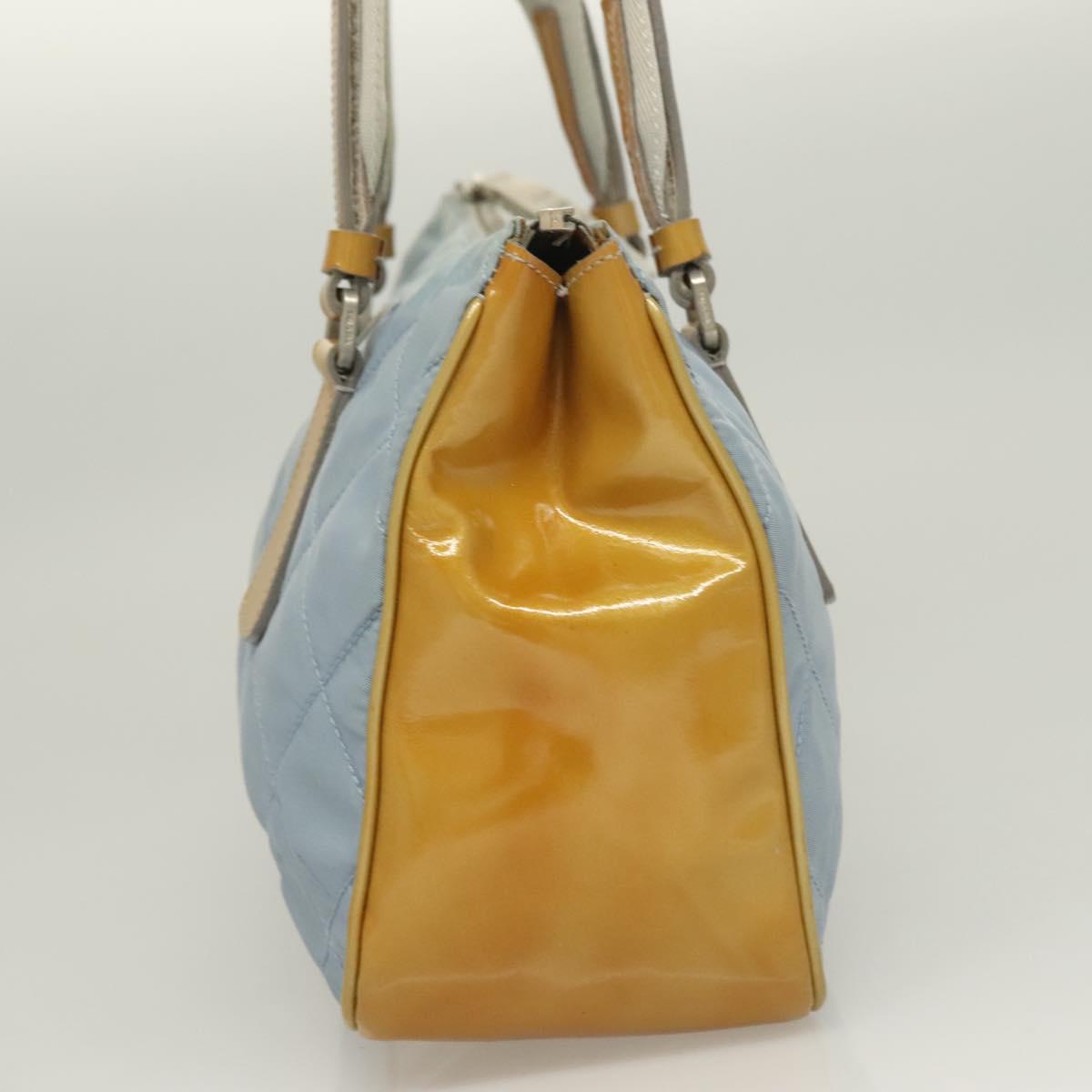 PRADA Shoulder Bag Nylon Enamel Light Blue Silver Auth 128965