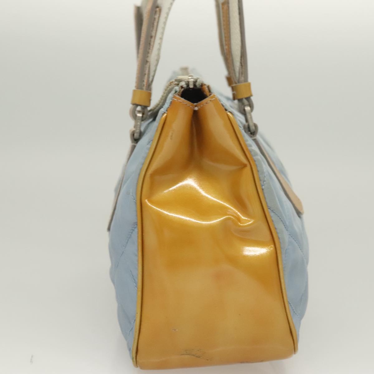 PRADA Shoulder Bag Nylon Enamel Light Blue Silver Auth 128965