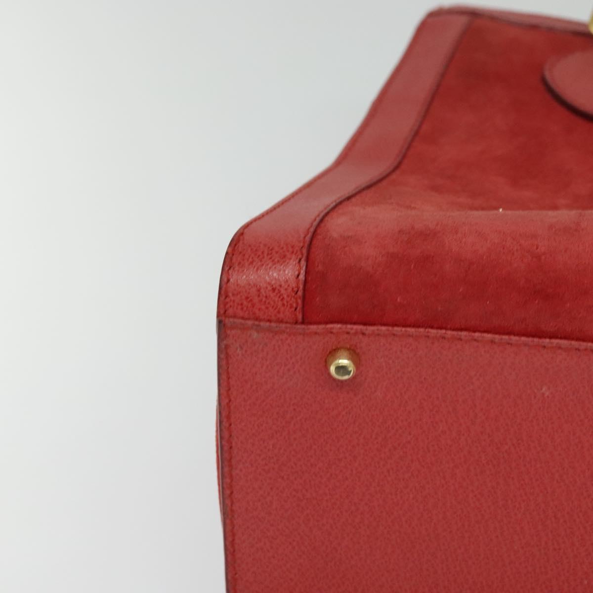 GUCCI Bamboo Hand Bag Suede Leather Red Gold 002 123 0260 Auth 128992