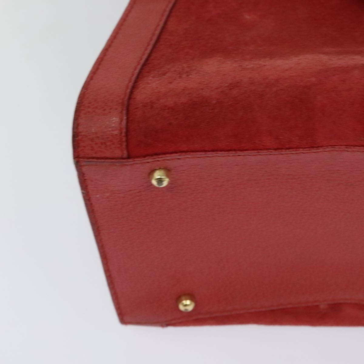 GUCCI Bamboo Hand Bag Suede Leather Red Gold 002 123 0260 Auth 128992