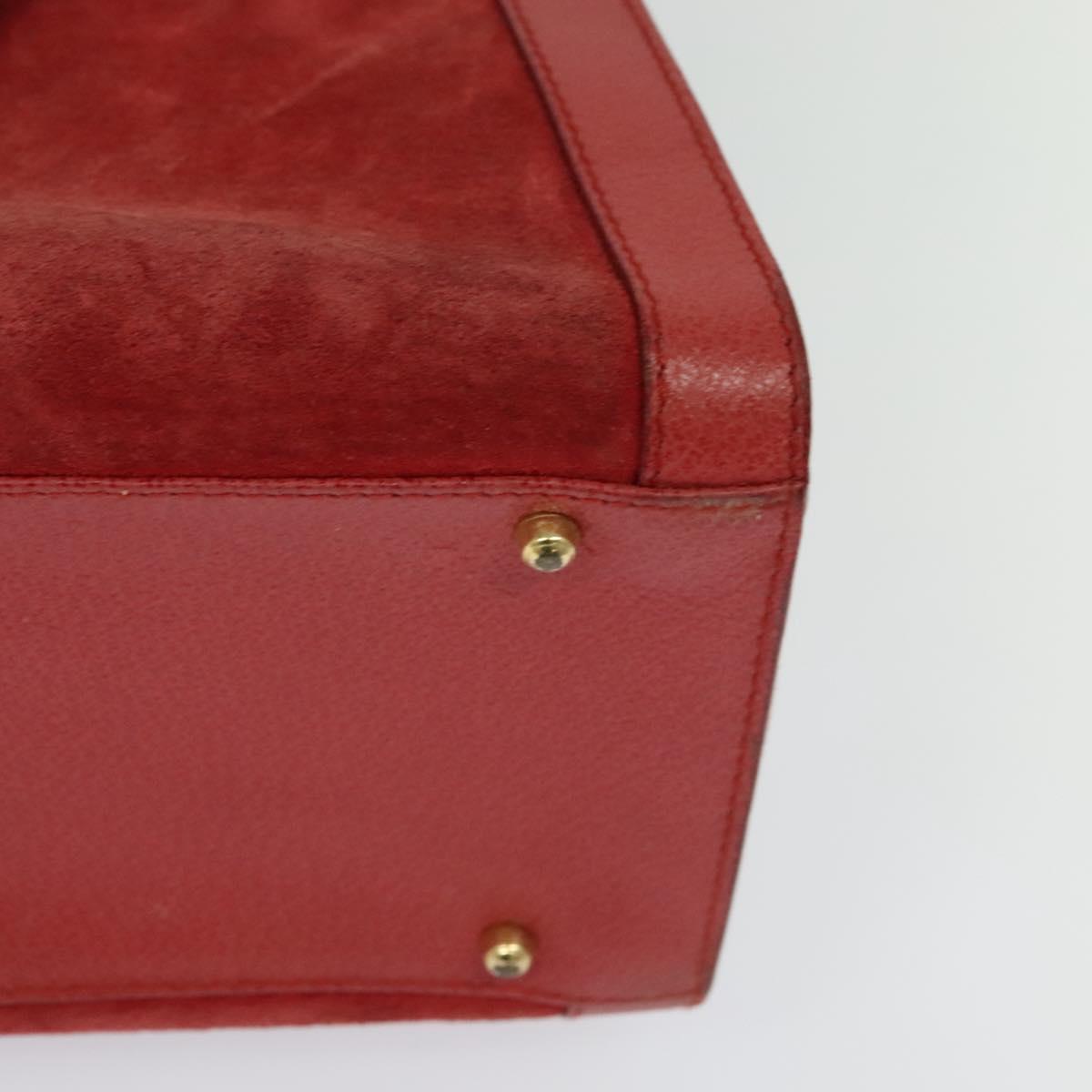 GUCCI Bamboo Hand Bag Suede Leather Red Gold 002 123 0260 Auth 128992