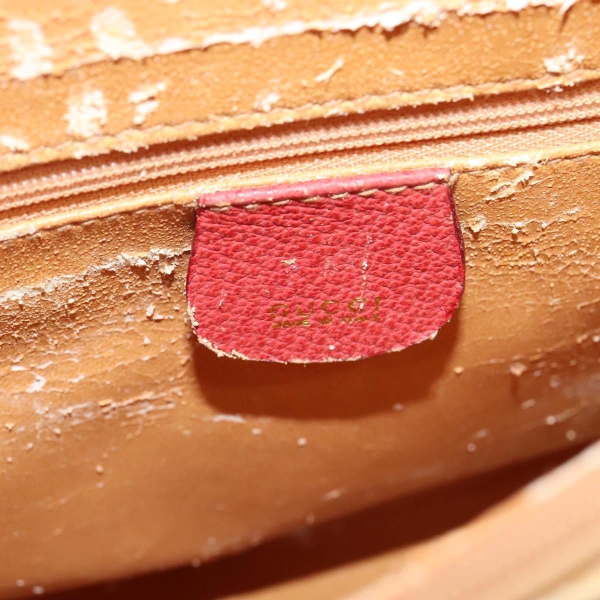 GUCCI Bamboo Hand Bag Suede Leather Red Gold 002 123 0260 Auth 128992