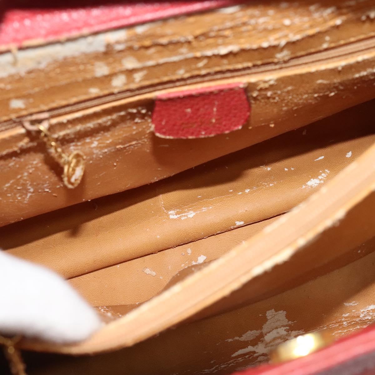 GUCCI Bamboo Hand Bag Suede Leather Red Gold 002 123 0260 Auth 128992