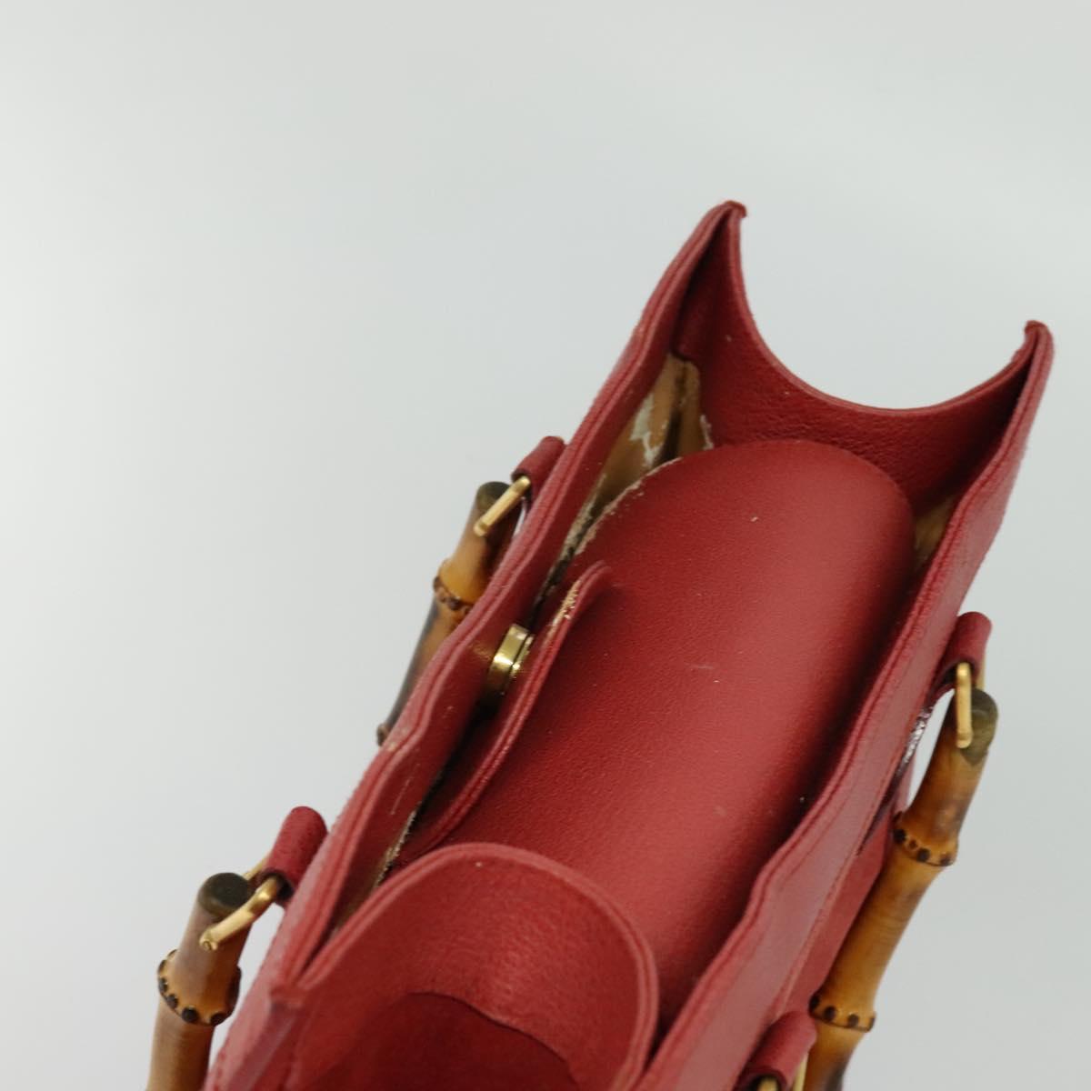 GUCCI Bamboo Hand Bag Suede Leather Red Gold 002 123 0260 Auth 128992