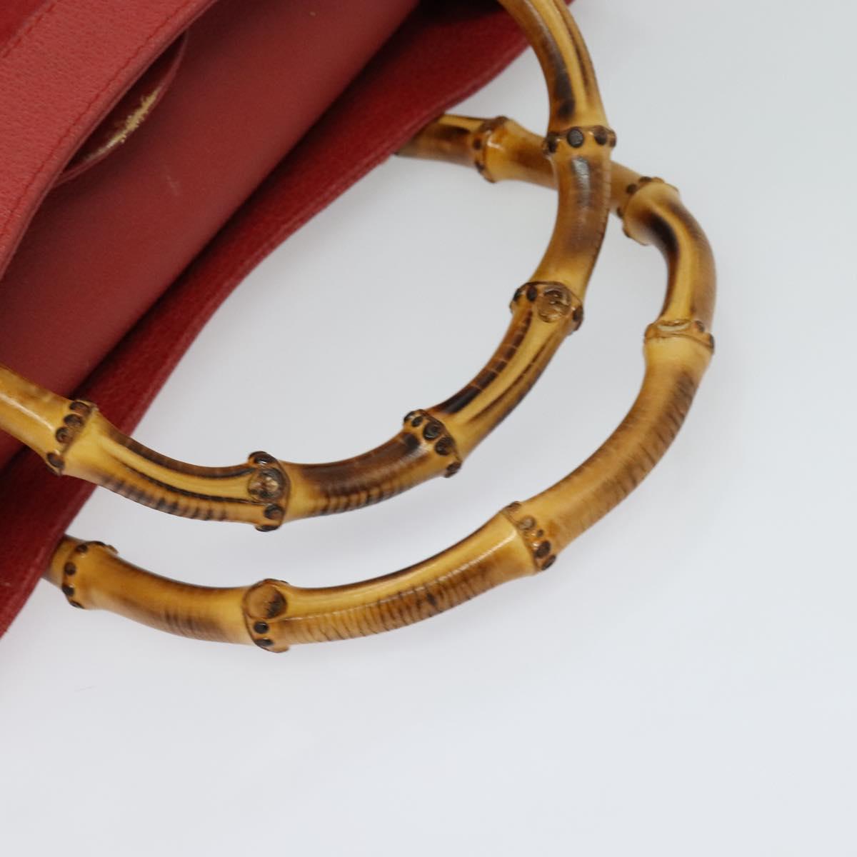 GUCCI Bamboo Hand Bag Suede Leather Red Gold 002 123 0260 Auth 128992