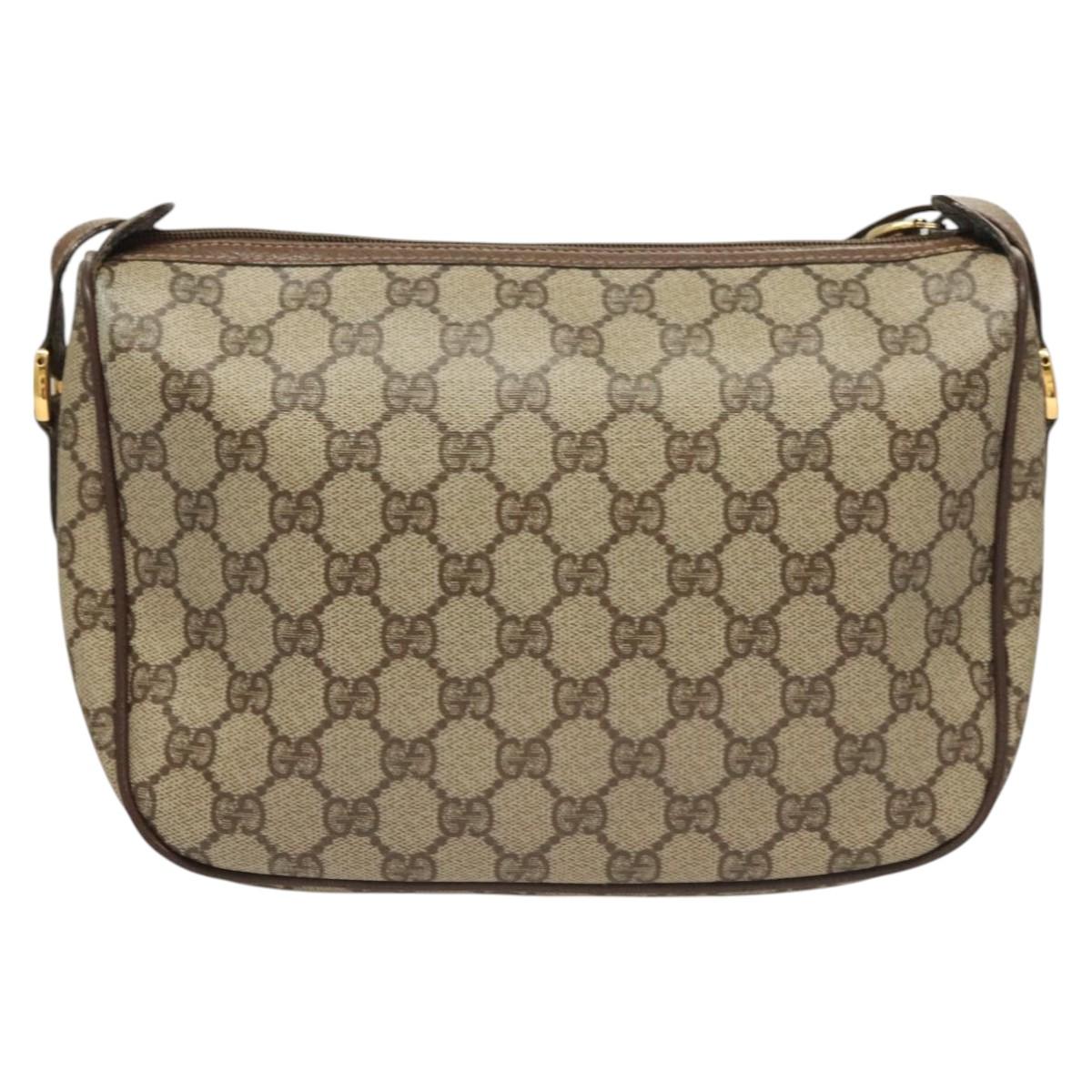 GUCCI GG Supreme Web Sherry Line Bag PVC Beige Gold 89 02 077 Auth 128995