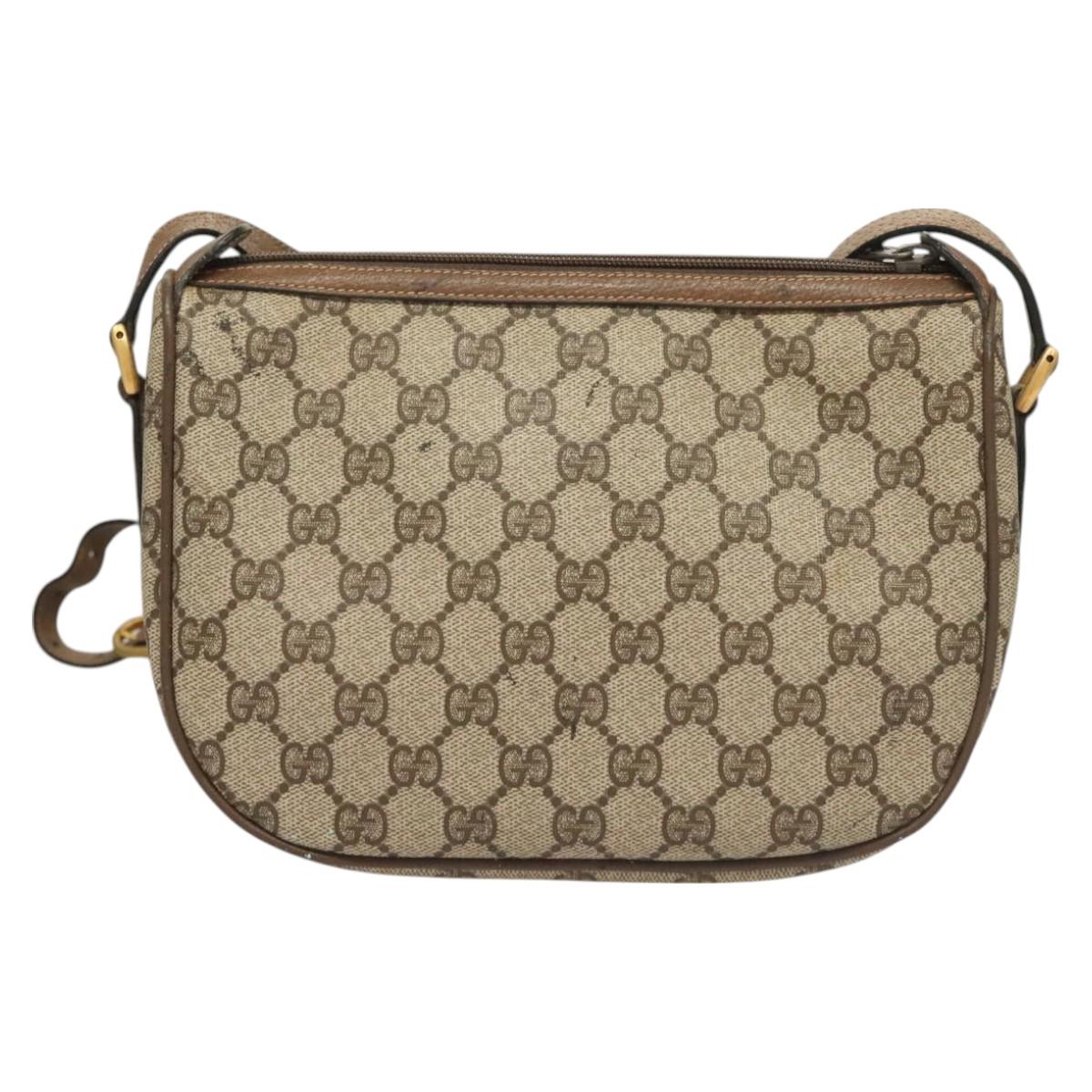 GUCCI GG Supreme Web Sherry Line Bag PVC Beige Gold 89 02 032 Auth 128996