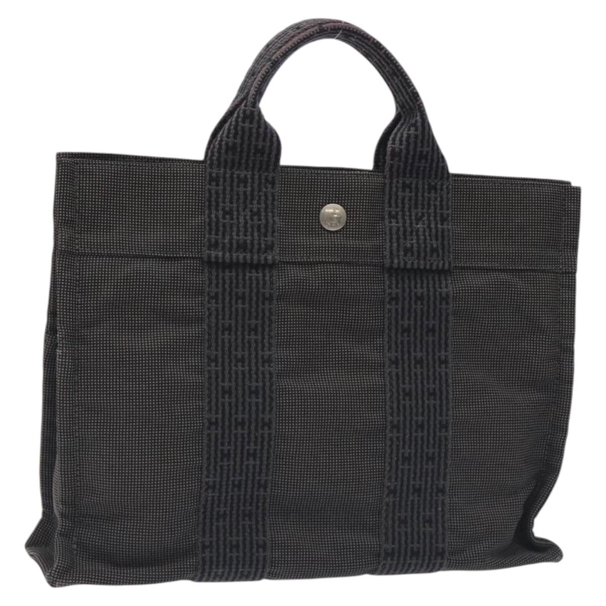 HERMES Her Line PM Backpack Canvas Gray Silver Auth 129003