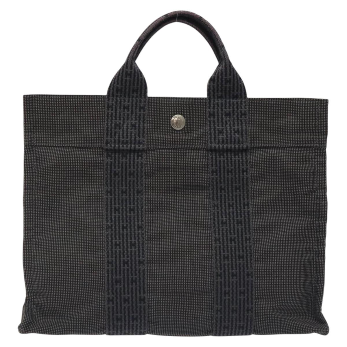 HERMES Her Line PM Backpack Canvas Gray Silver Auth 129003