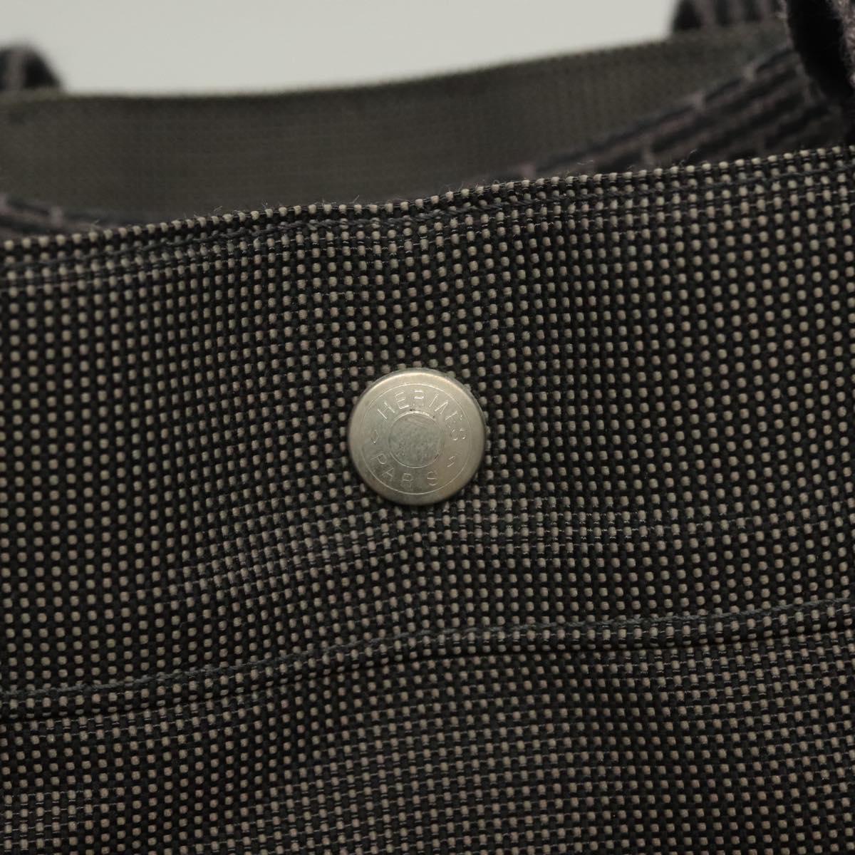 HERMES Her Line MM Hand Bag Canvas Gray Auth 129004