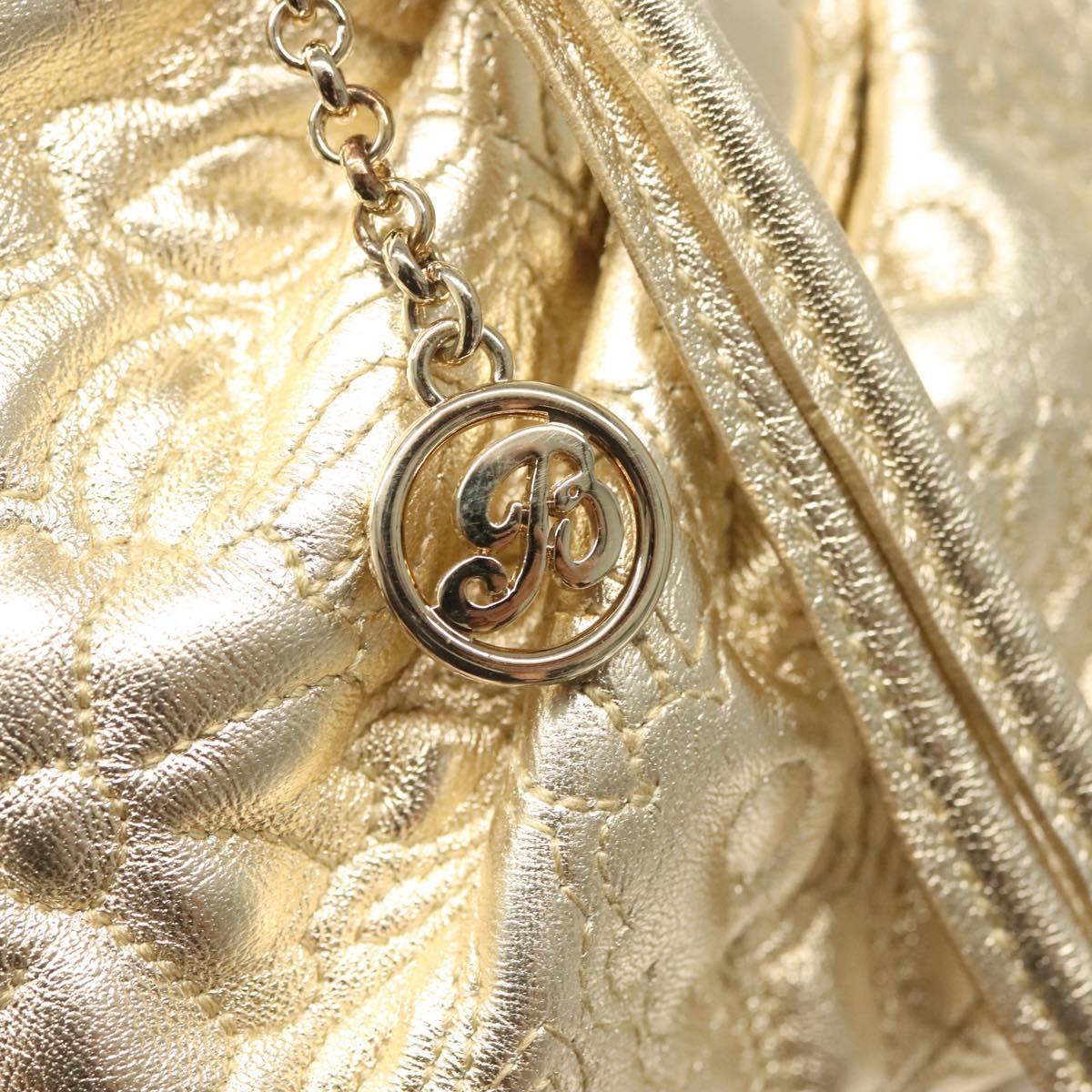 BALLY Shoulder Bag Leather Champagne Gold Auth 129006