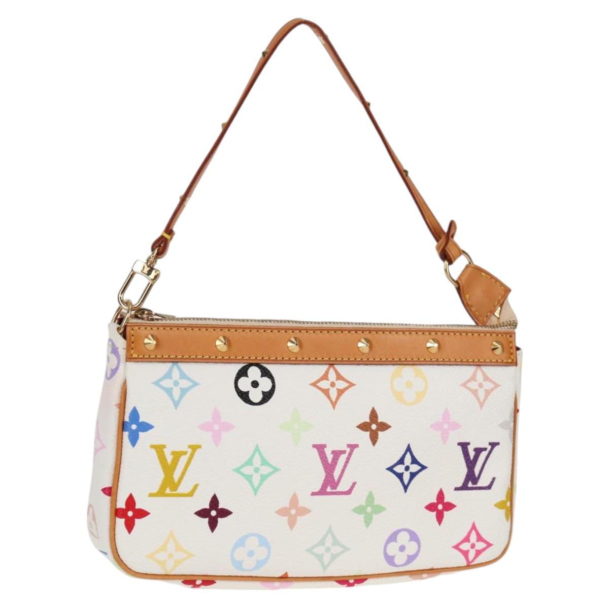 LOUIS VUITTON Multicolor Pochette Accessoires Pouch White M92649 LV Auth 129011V