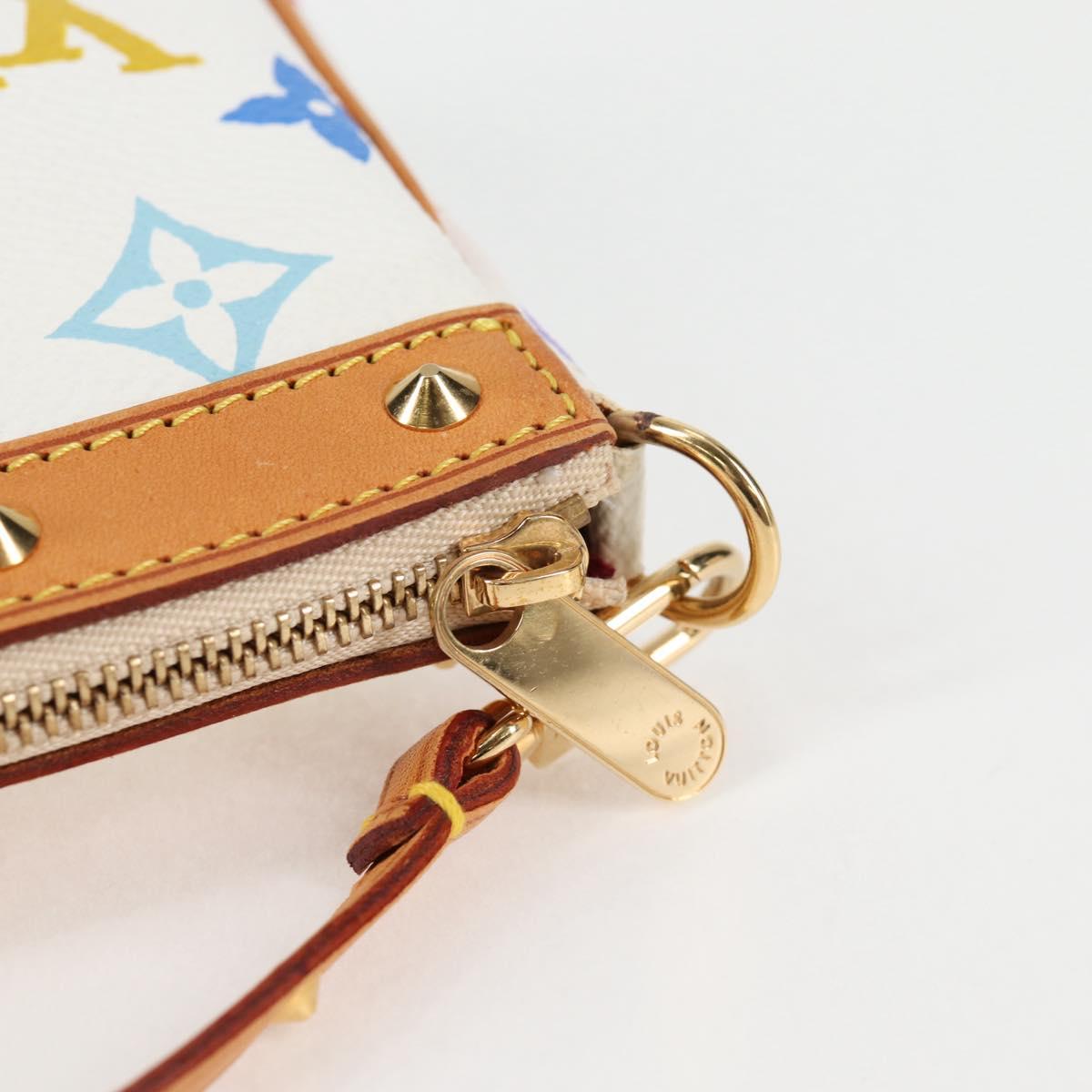 LOUIS VUITTON Multicolor Pochette Accessoires Pouch White M92649 LV Auth 129011V