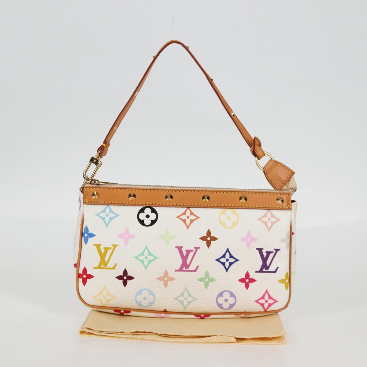 LOUIS VUITTON Multicolor Pochette Accessoires Pouch White M92649 LV Auth 129011V