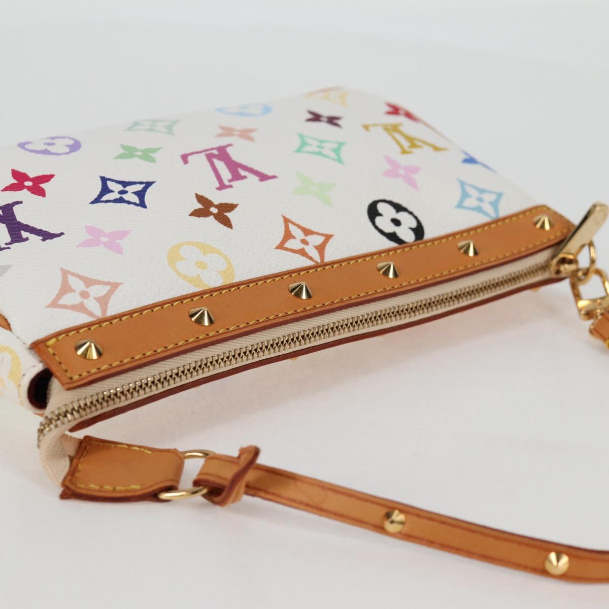 LOUIS VUITTON Multicolor Pochette Accessoires Pouch White M92649 LV Auth 129011V