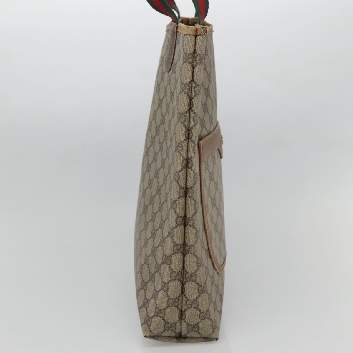 GUCCI GG Supreme Web Sherry Line Tote Bag PVC Beige Red 40 02 003 Auth 129047
