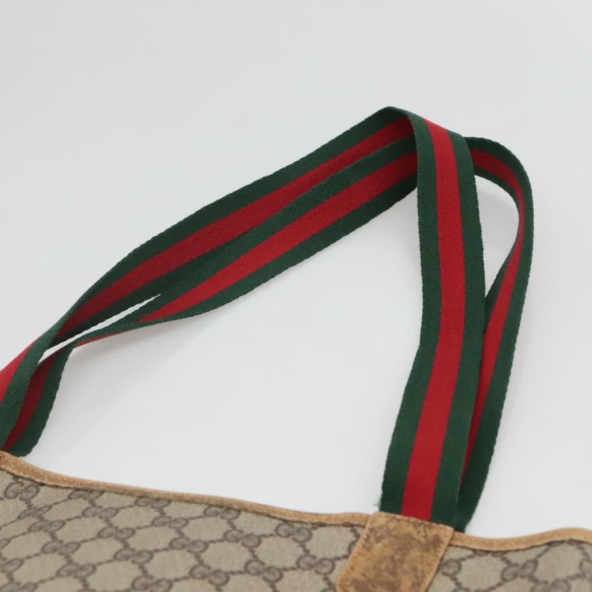 GUCCI GG Supreme Web Sherry Line Tote Bag PVC Beige Red 40 02 003 Auth 129047