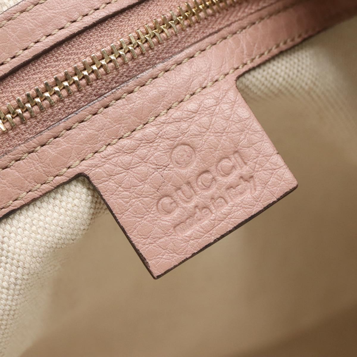 GUCCI Brie Shoulder Bag Leather Gold Pink 323673 Auth 129062