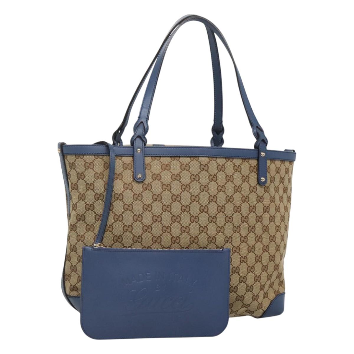 GUCCI GG Canvas Tote Bag Beige Gold 247209 Auth 129064