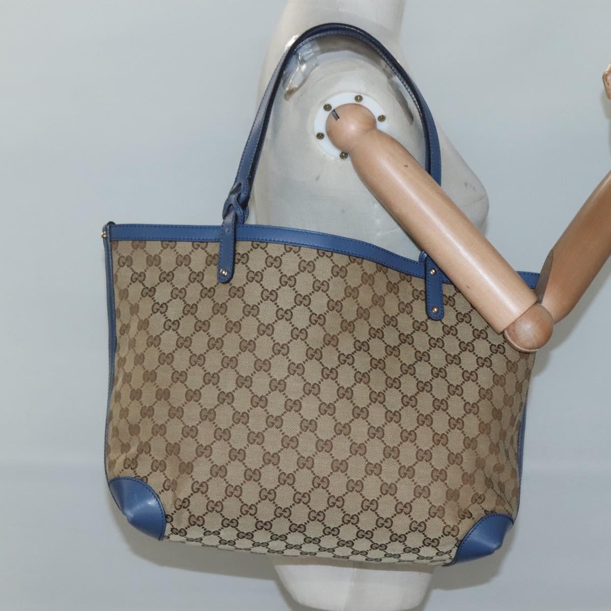 GUCCI GG Canvas Tote Bag Beige Gold 247209 Auth 129064