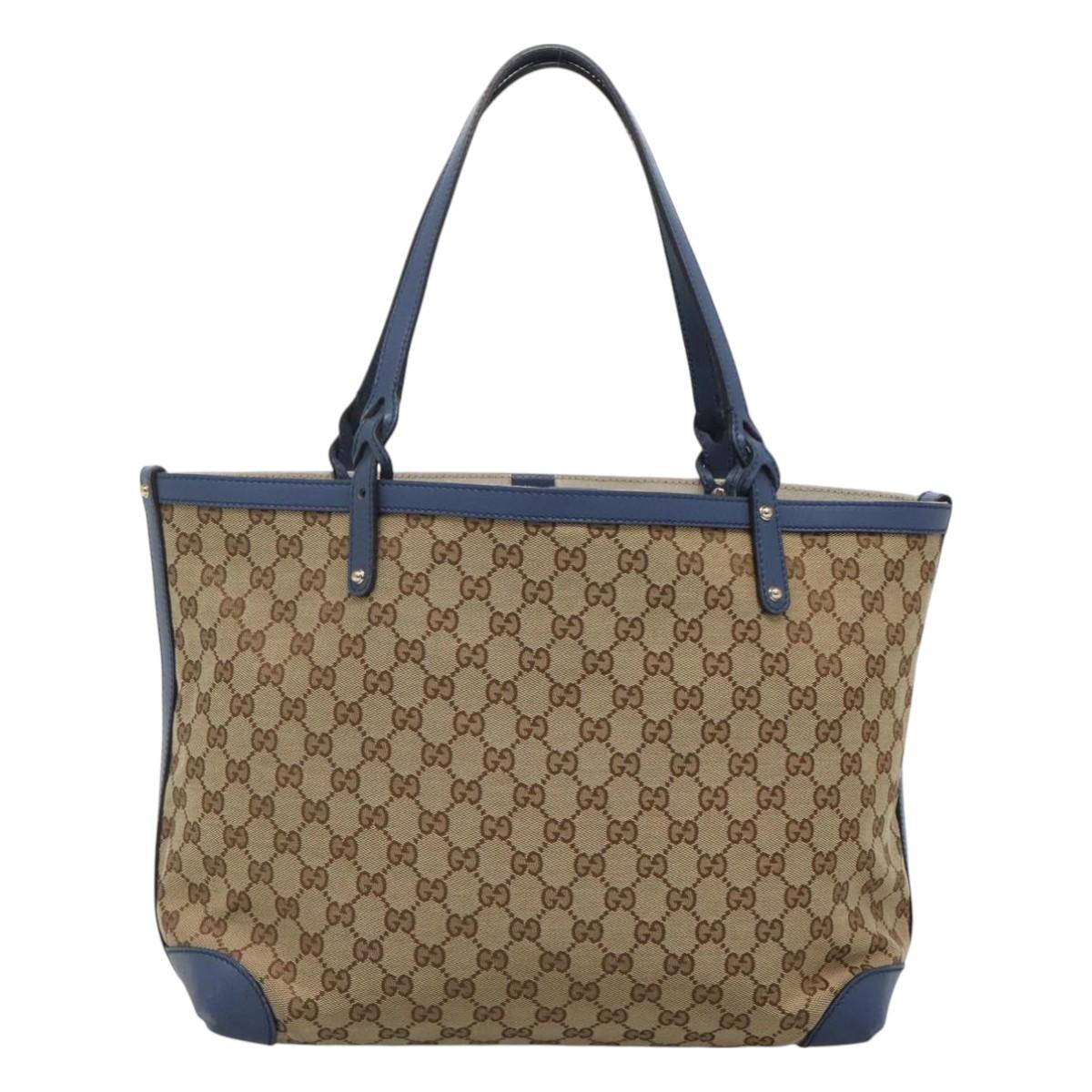 GUCCI GG Canvas Tote Bag Beige Gold 247209 Auth 129064