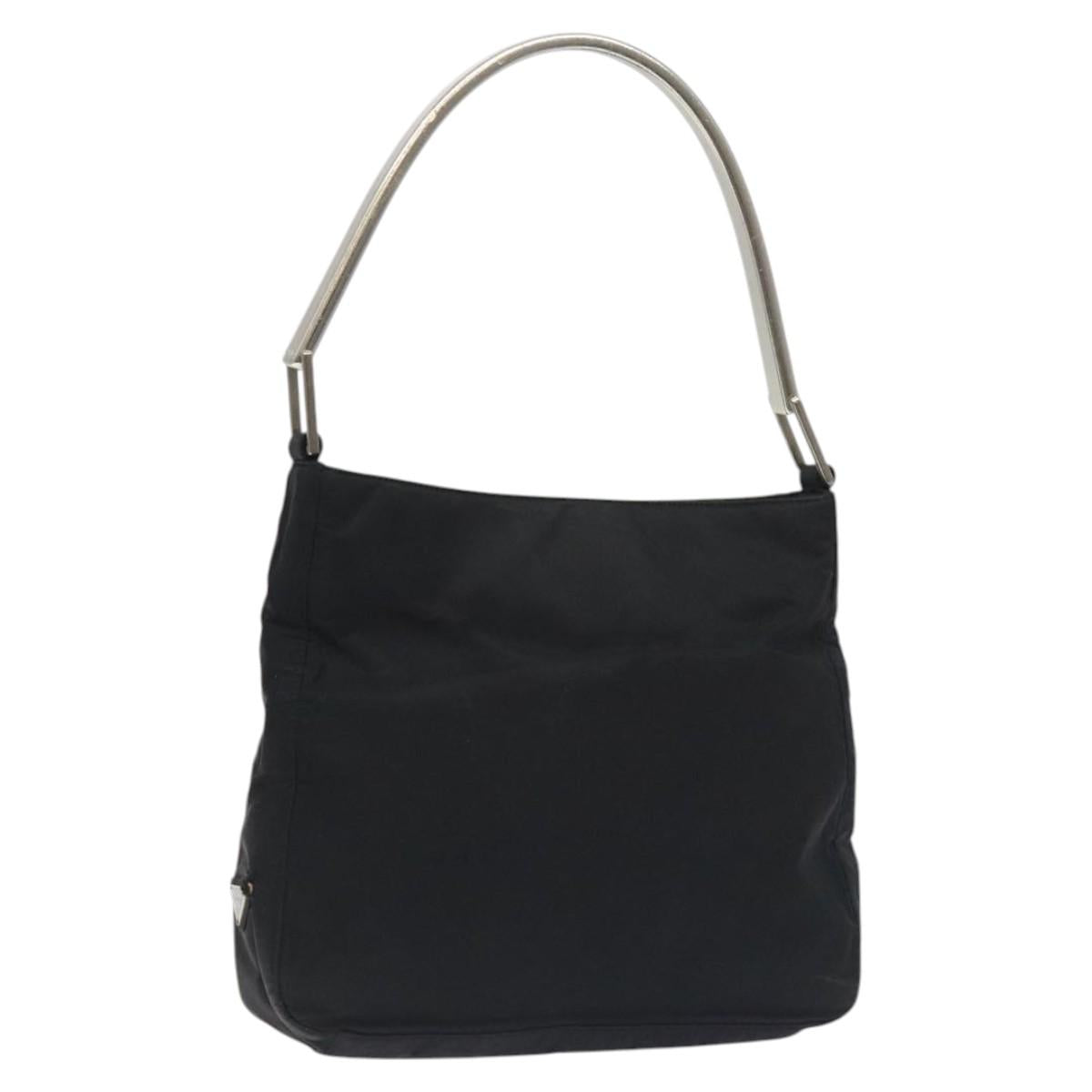 PRADA Shoulder Bag Nylon Black Silver Auth 129067