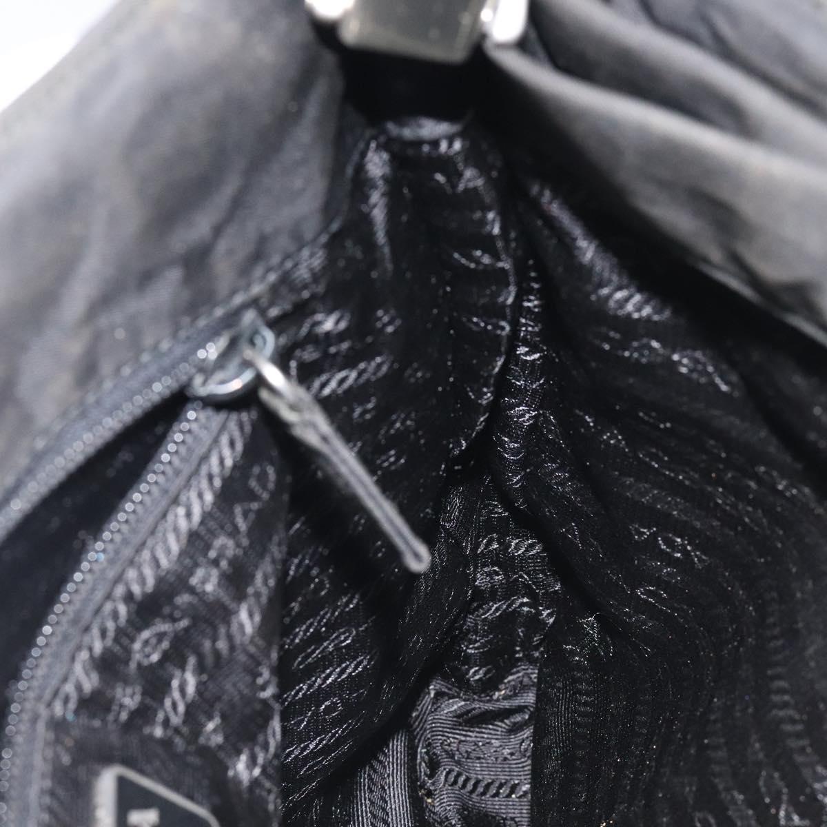 PRADA Shoulder Bag Nylon Black Silver Auth 129067