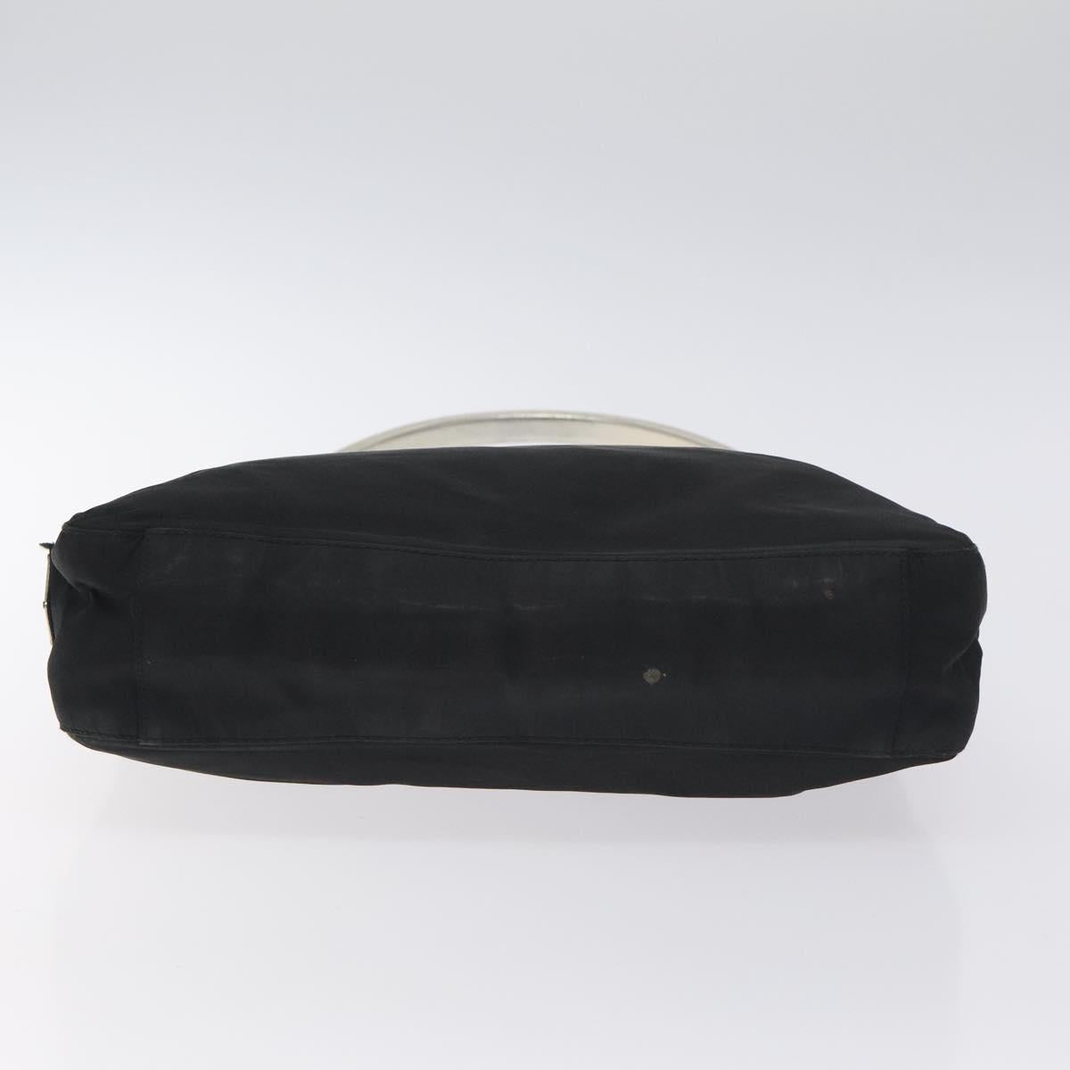 PRADA Shoulder Bag Nylon Black Silver Auth 129067