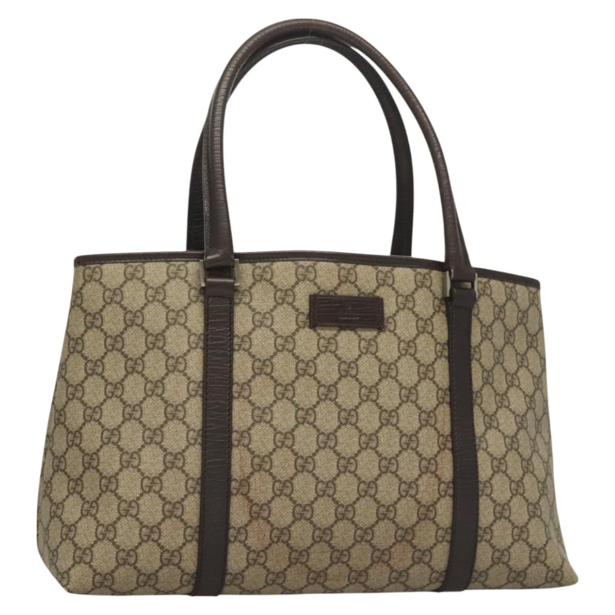 GUCCI GG Supreme Tote Bag PVC Black Silver 114595 Auth 129073