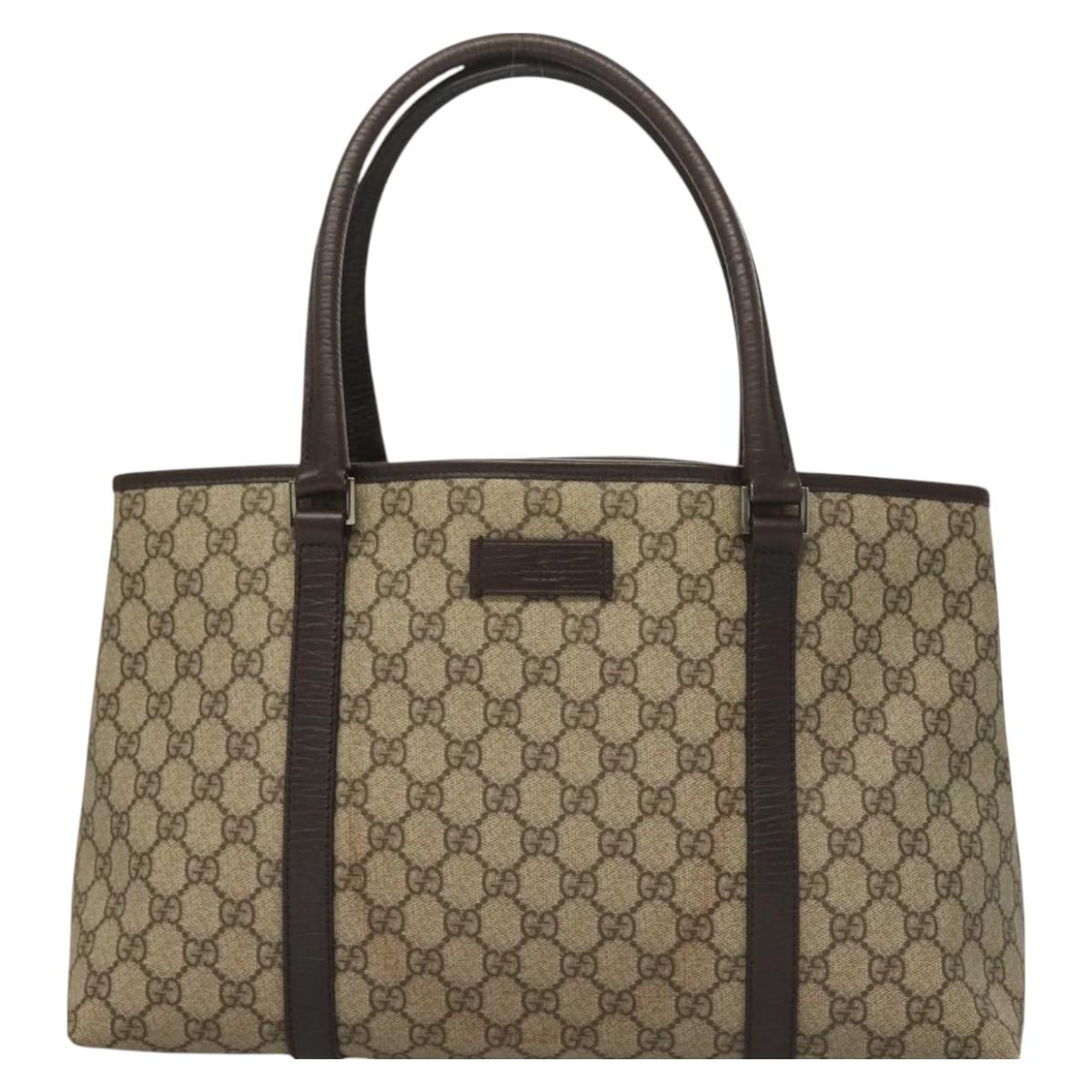 GUCCI GG Supreme Tote Bag PVC Black Silver 114595 Auth 129073